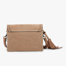 Load image into Gallery viewer, Sloane Flapover Mauve Crossbody w/ Whipstitch and Tassel