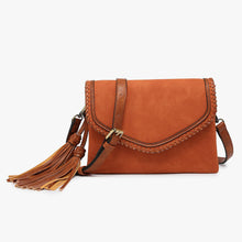 Load image into Gallery viewer, Sloane Flapover Brick Crossbody w/ Whipstitch and Tassel