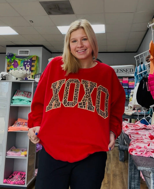 Lulu Mac Sweatshirt XOXO Red Leopard
