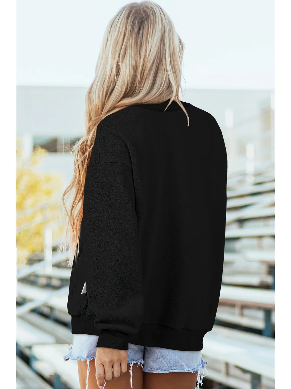 Mock Neck Reversible Black