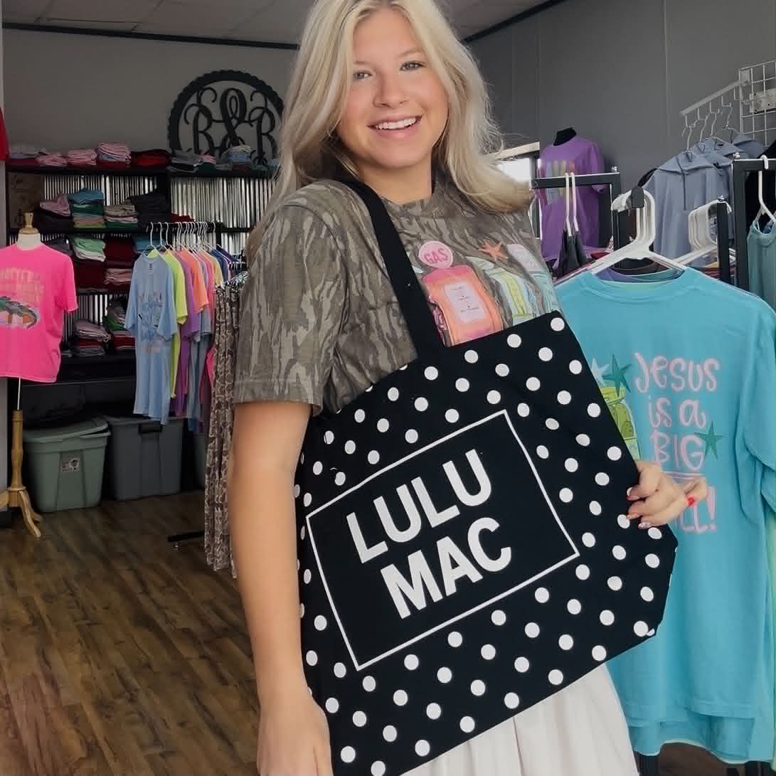 Lulu Mac Canvas Tote Black White Dot