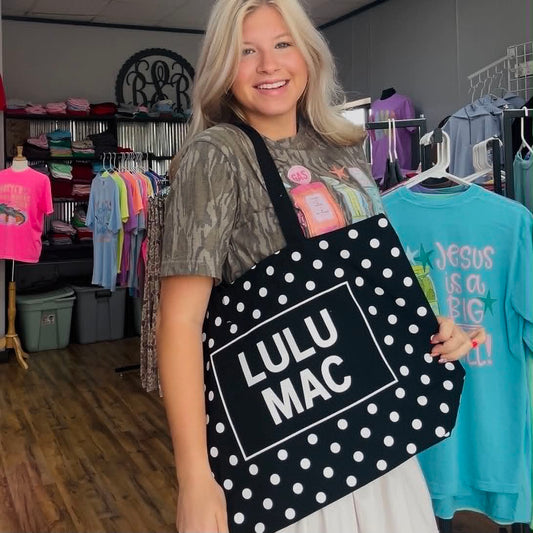Lulu Mac Canvas Tote Black White Dot