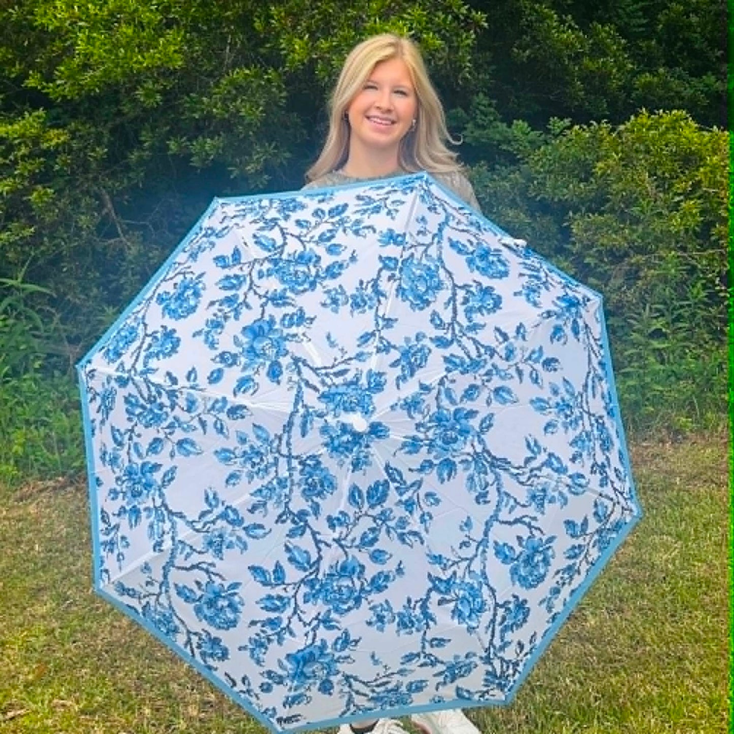 Lulu Mac Umbrella Blue Floral