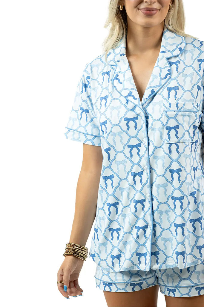 Pajamas Blue with Mini Blue Bows