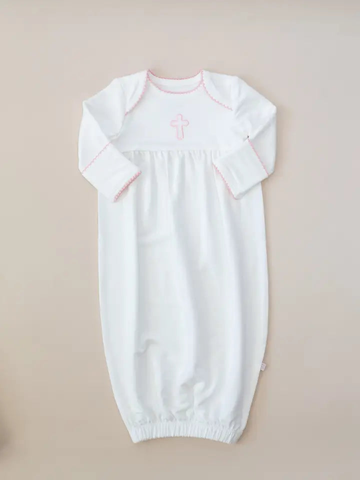 Pink Cross Embroidered Gown