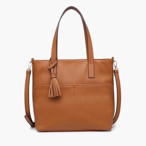 Cassandra Double Pocket Tote- Brown