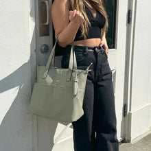 Load image into Gallery viewer, Cassandra Double Pocket Tote- Light Sage