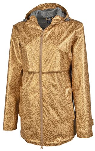 Women's Gold Leopard Charles River New Englander Rain Jacket