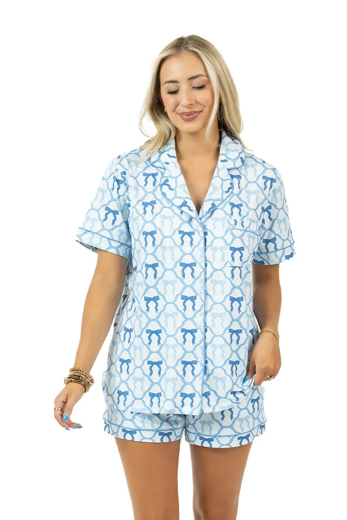 Pajamas Blue with Mini Blue Bows