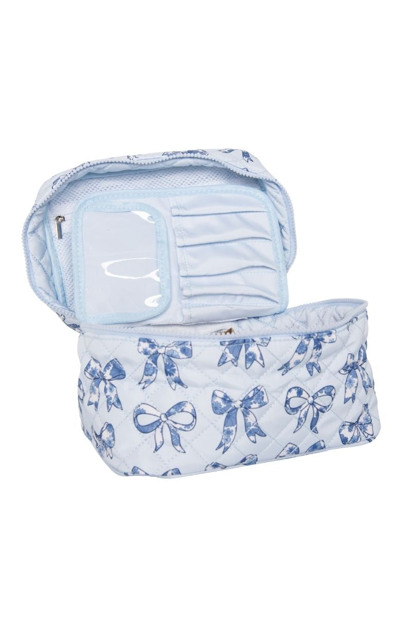 Cosmetic Bag Light Blue Bows