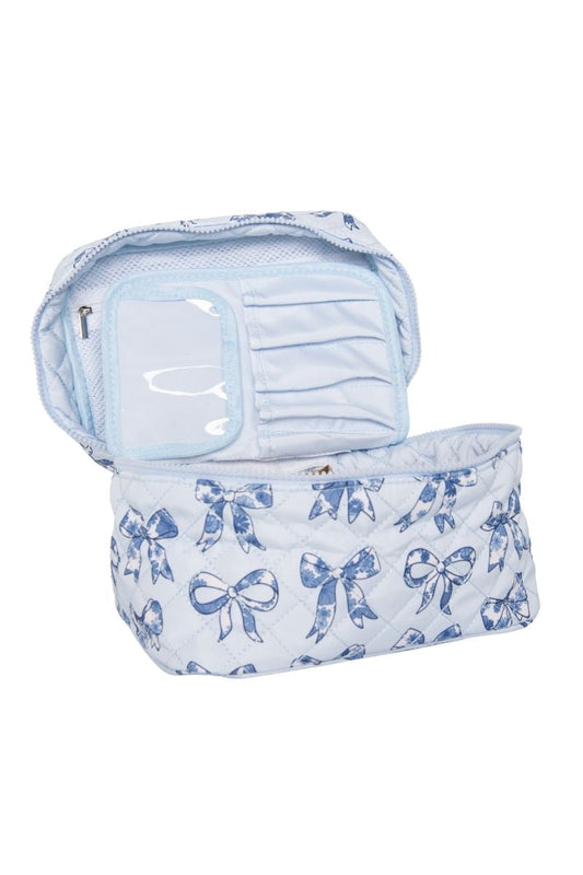 Cosmetic Bag Light Blue Bows