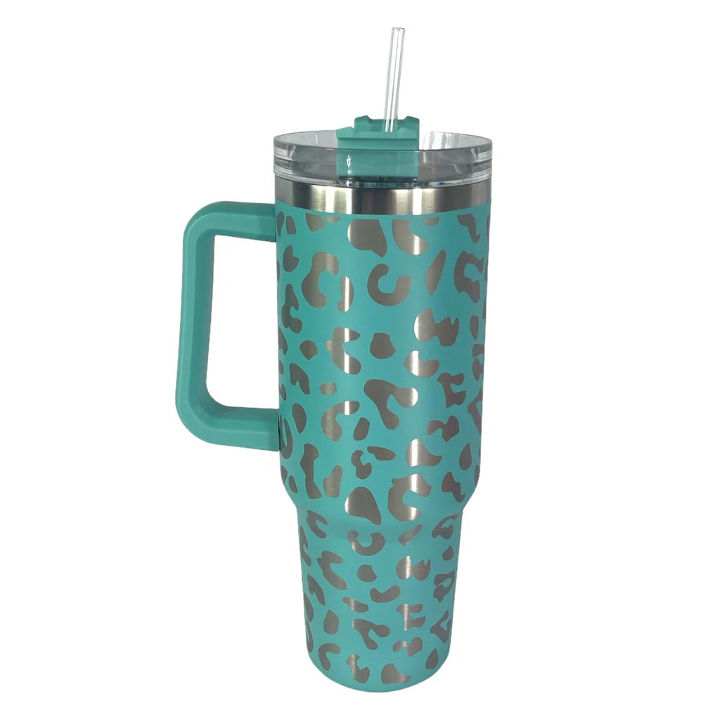 Tumbler 40oz Mint Leopard