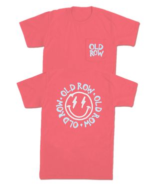 Old Row Smiley Face Coral Short Sleeve