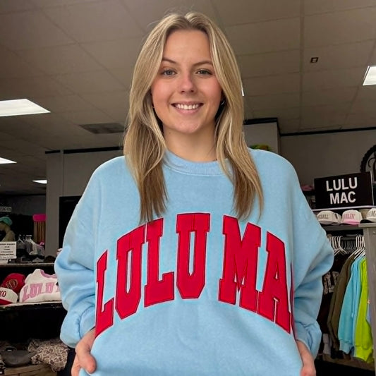 Lulu Mac Sweatshirt Blue with Red Stitch