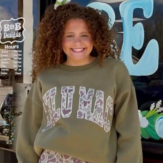 Lulu Mac Sweatshirt Sage with Camo