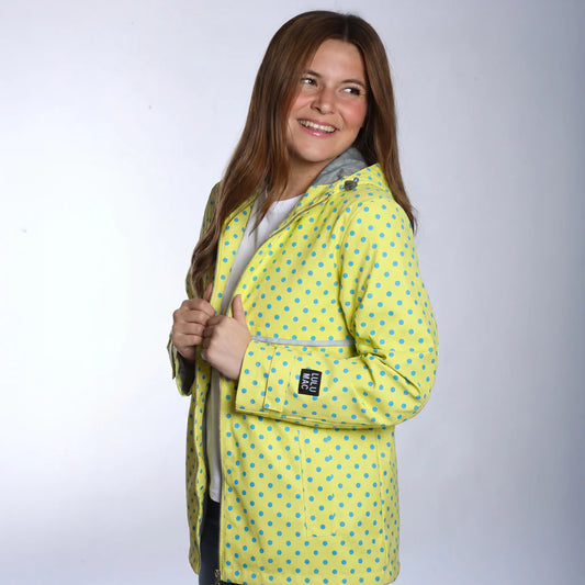 Lulu Mac Rain Jacket Yellow with Blue Dots