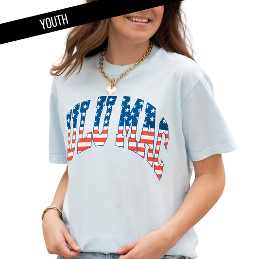 Lulu Mac Youth T-Shirt Light Blue Stars and Stripes