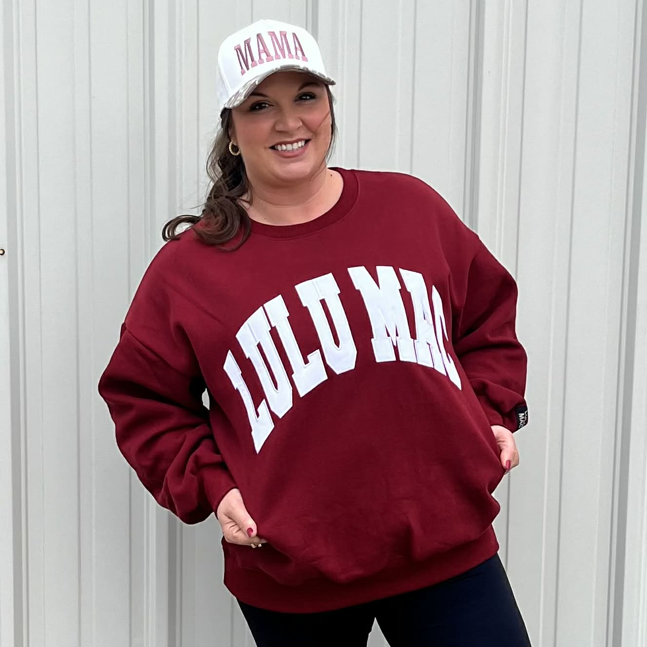 Lulu Mac Sweatshirt Maroon with White Stitch