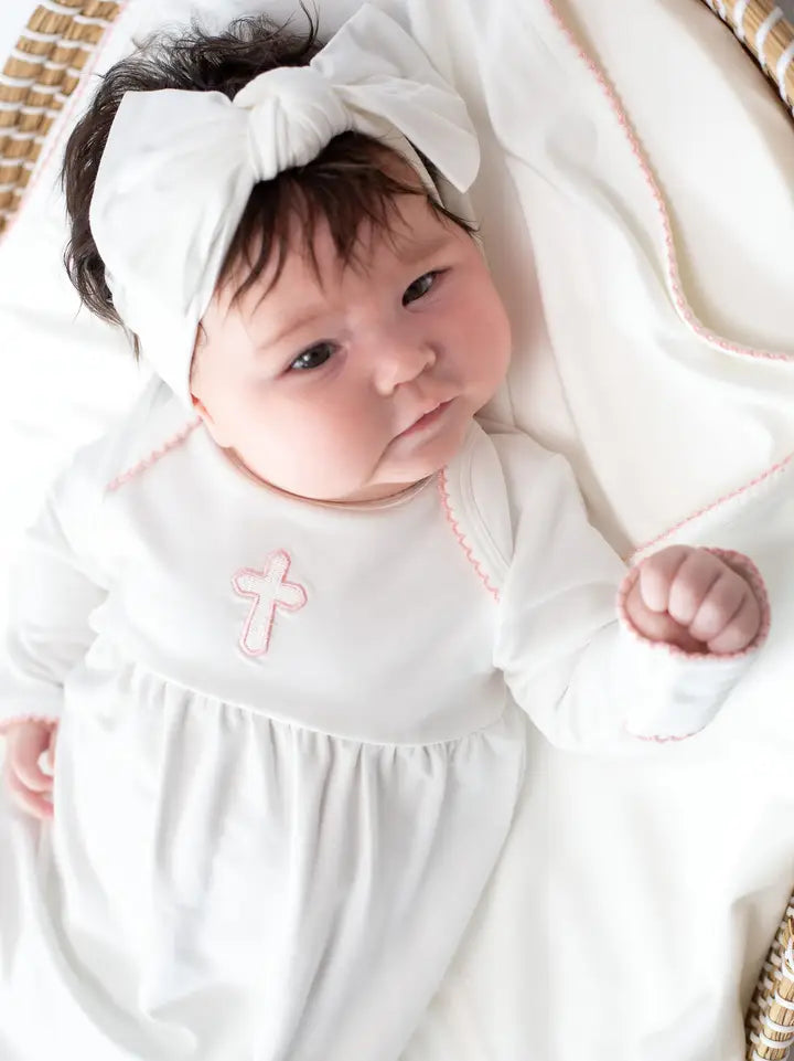 Pink Cross Embroidered Gown