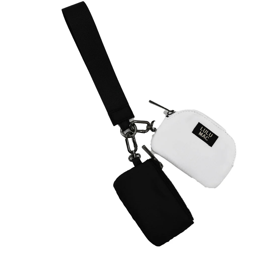 Lulu Mac Double Pouch Wristlet Black/White