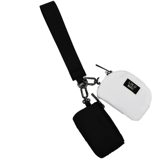 Lulu Mac Double Pouch Wristlet Black/White