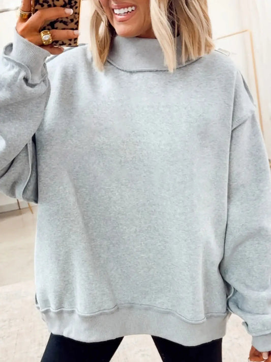 Mock Neck Reversible Light Grey