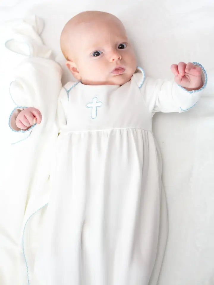 Blue Cross Embroidered Gown