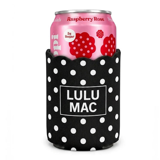Lulu Mac Black Koozie White Dots