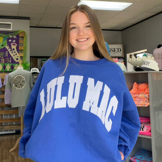 Lulu Mac Sweatshirt Royal with White Stitch