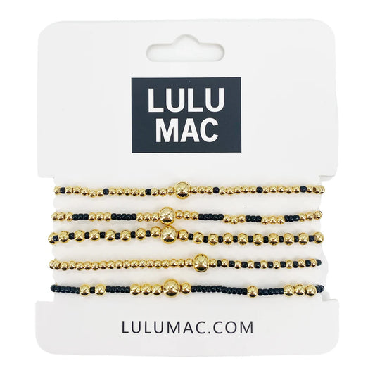 Lulu Mac 5 Stack Bracelet Gold Black