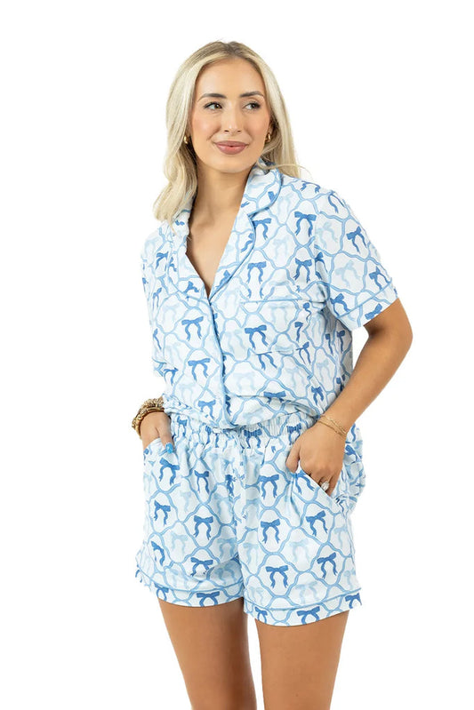 Pajamas Blue with Mini Blue Bows
