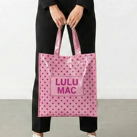 Lulu Mac Reusable Tote Light Pink Hot Pink Dot