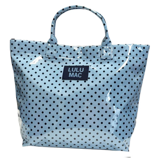 Lulu Mac Tote Light Blue Navy Dots