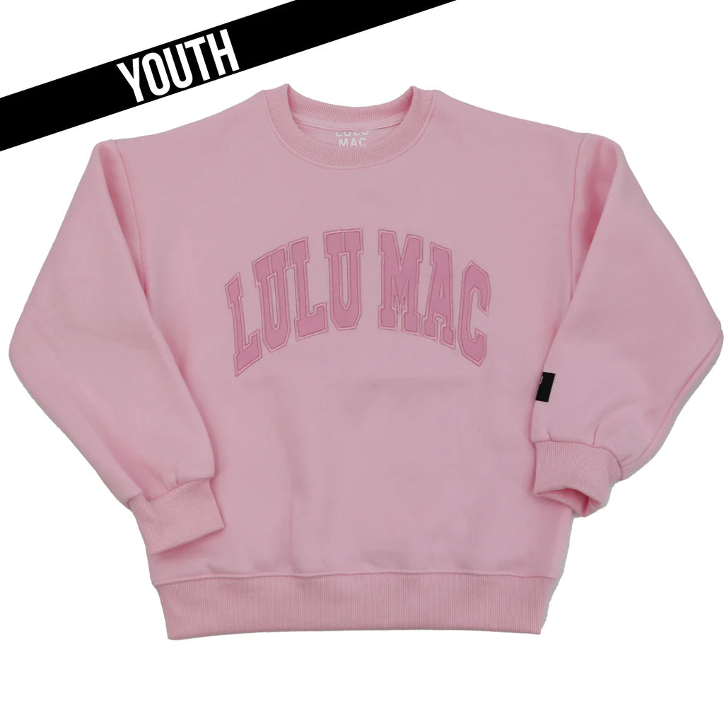 Lulu Mac YOUTH Sweatshirt Pink Mono Stitch