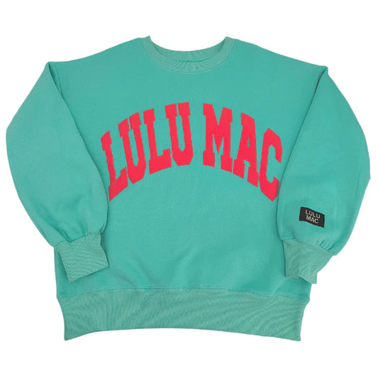 Lulu Mac Sweatshirt Mint with Coral Puff
