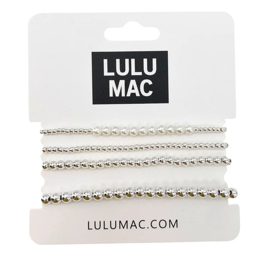 Lulu Mac 4 Stack Bracelet Silver