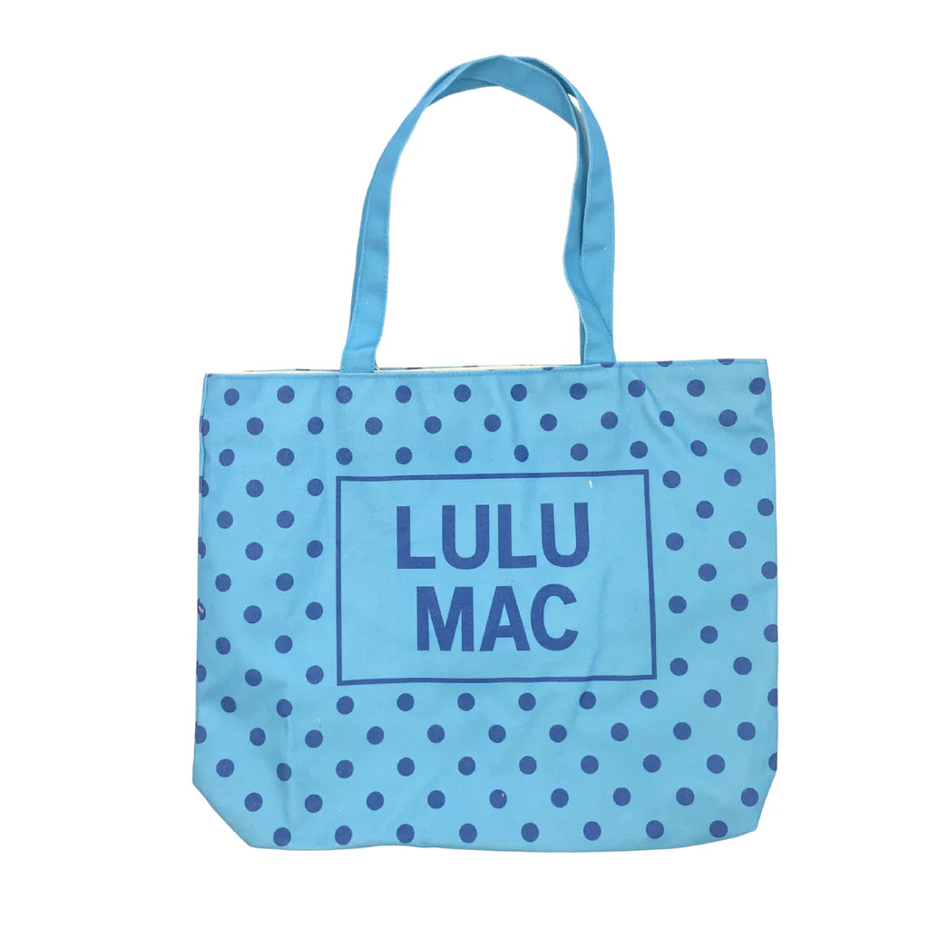 Lulu Mac Canvas Tote Aqua Blue Dot