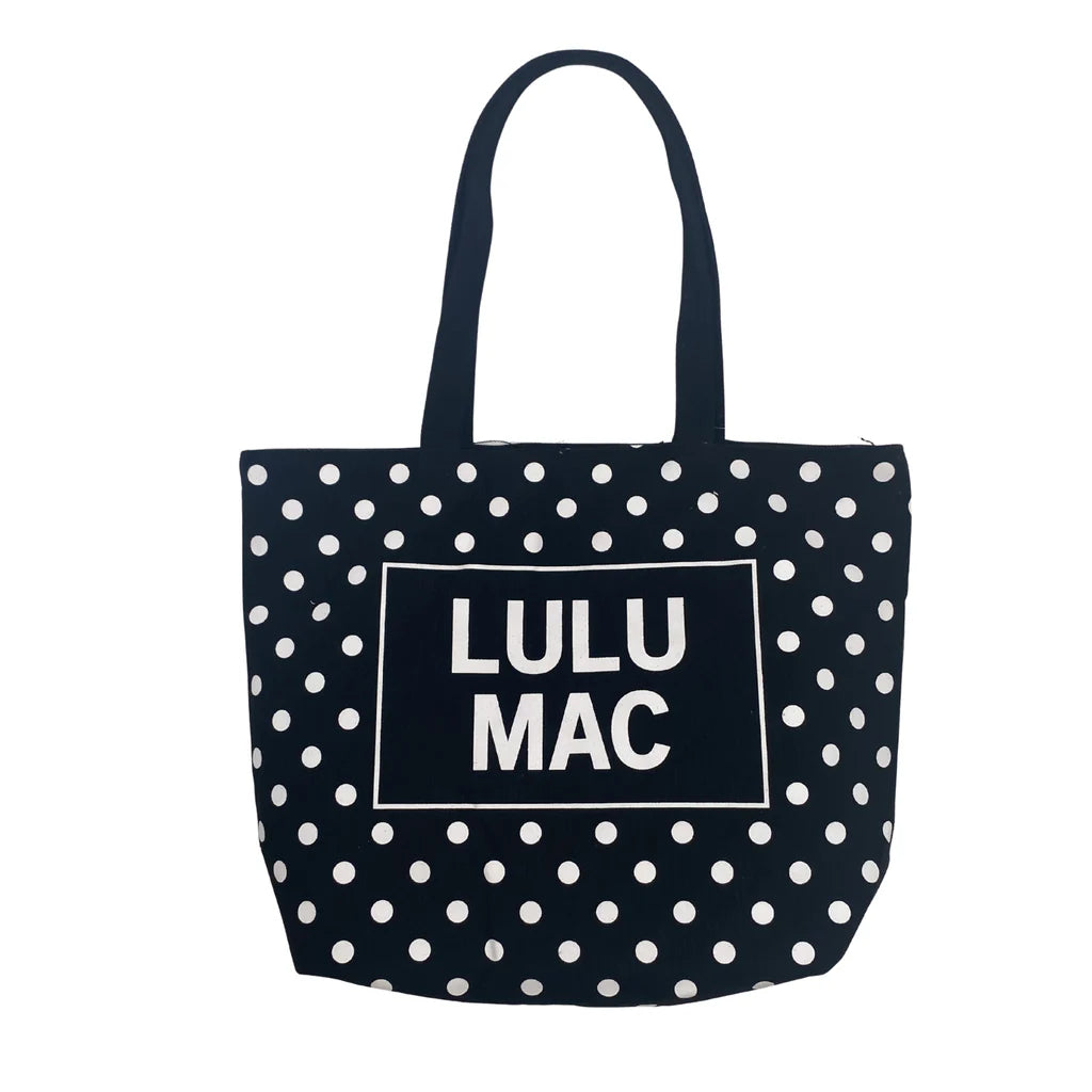 Lulu Mac Canvas Tote Black White Dot