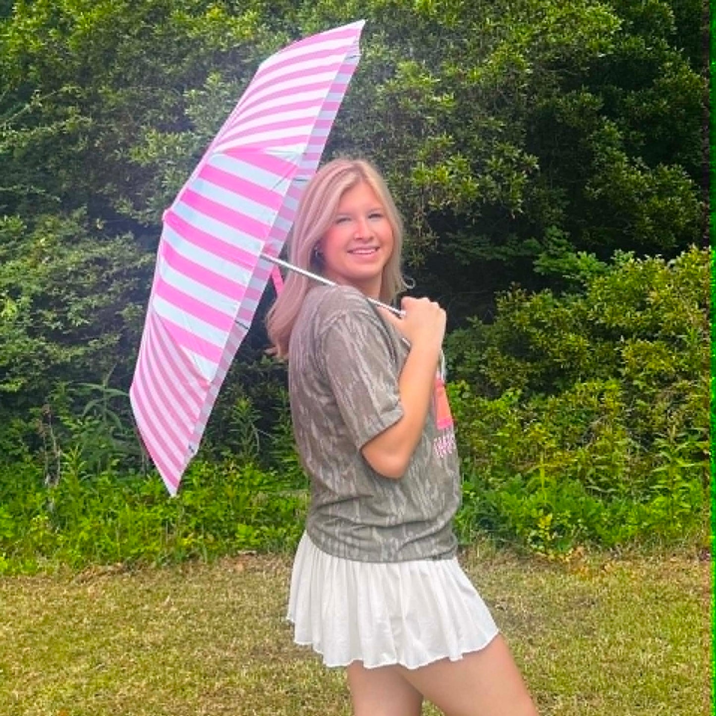 Lulu Mac Umbrella Pink Stripe