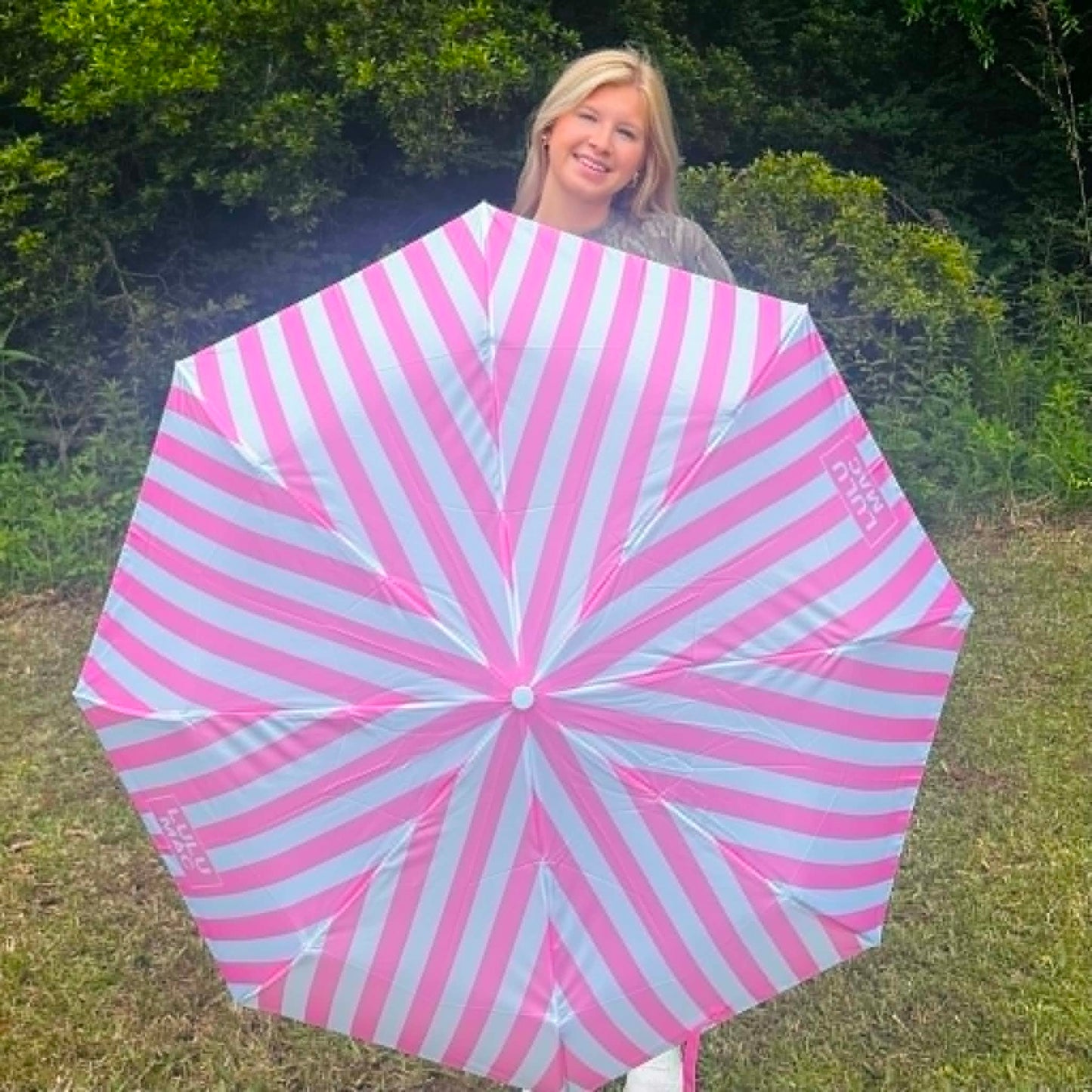 Lulu Mac Umbrella Pink Stripe