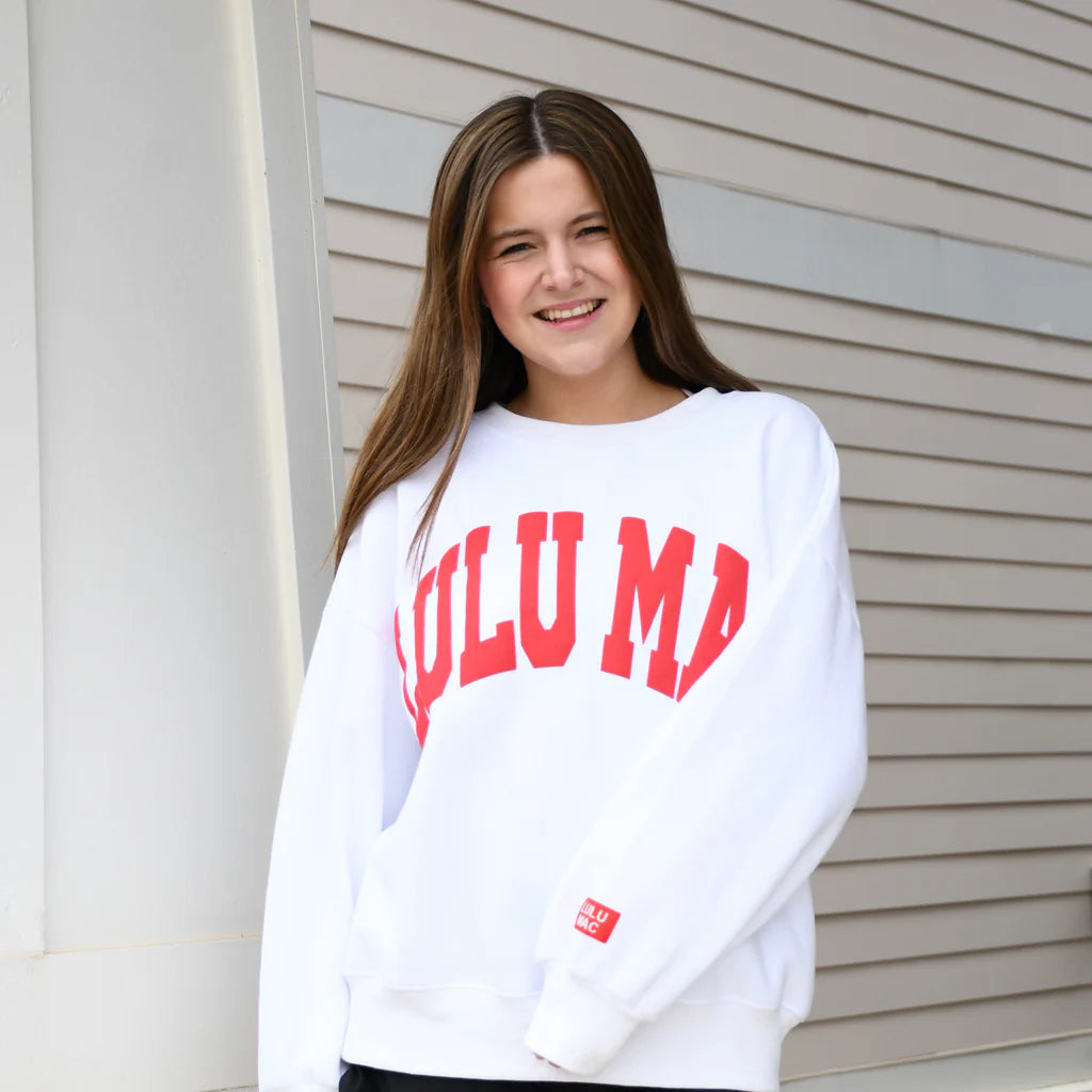 Lulu Mac Sweatshirt White with Red Puff