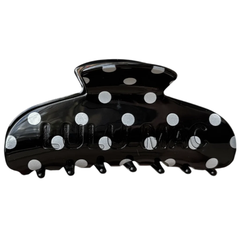 Lulu Mac Hair Clip Black White Polka Dot
