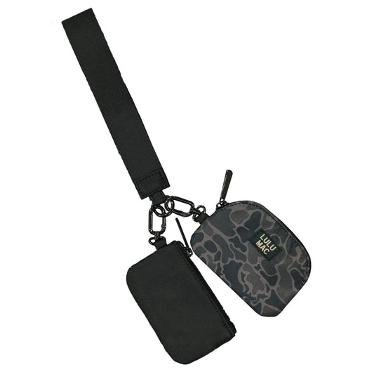 Lulu Mac Double Pouch Wristlet Black Camo