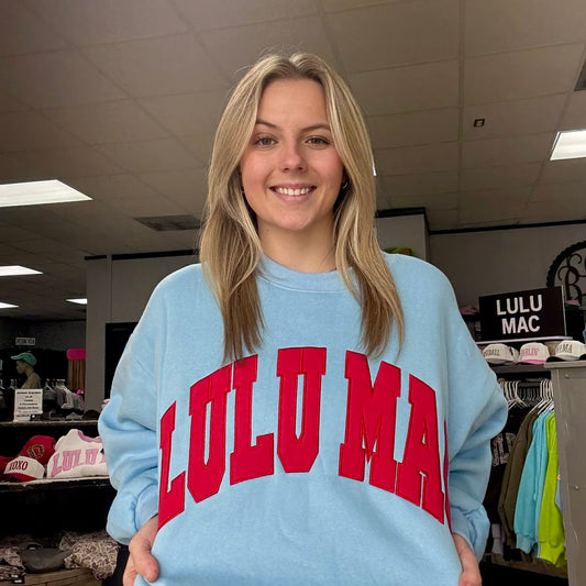 Lulu Mac Sweatshirt Blue with Red Stitch