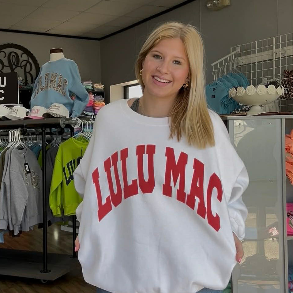 Lulu Mac Sweatshirt White with Red Puff