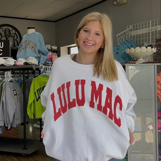 Lulu Mac Sweatshirt White with Red Puff