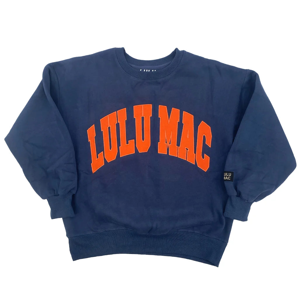 Lulu Mac Sweatshirt Navy with Orange Stitch