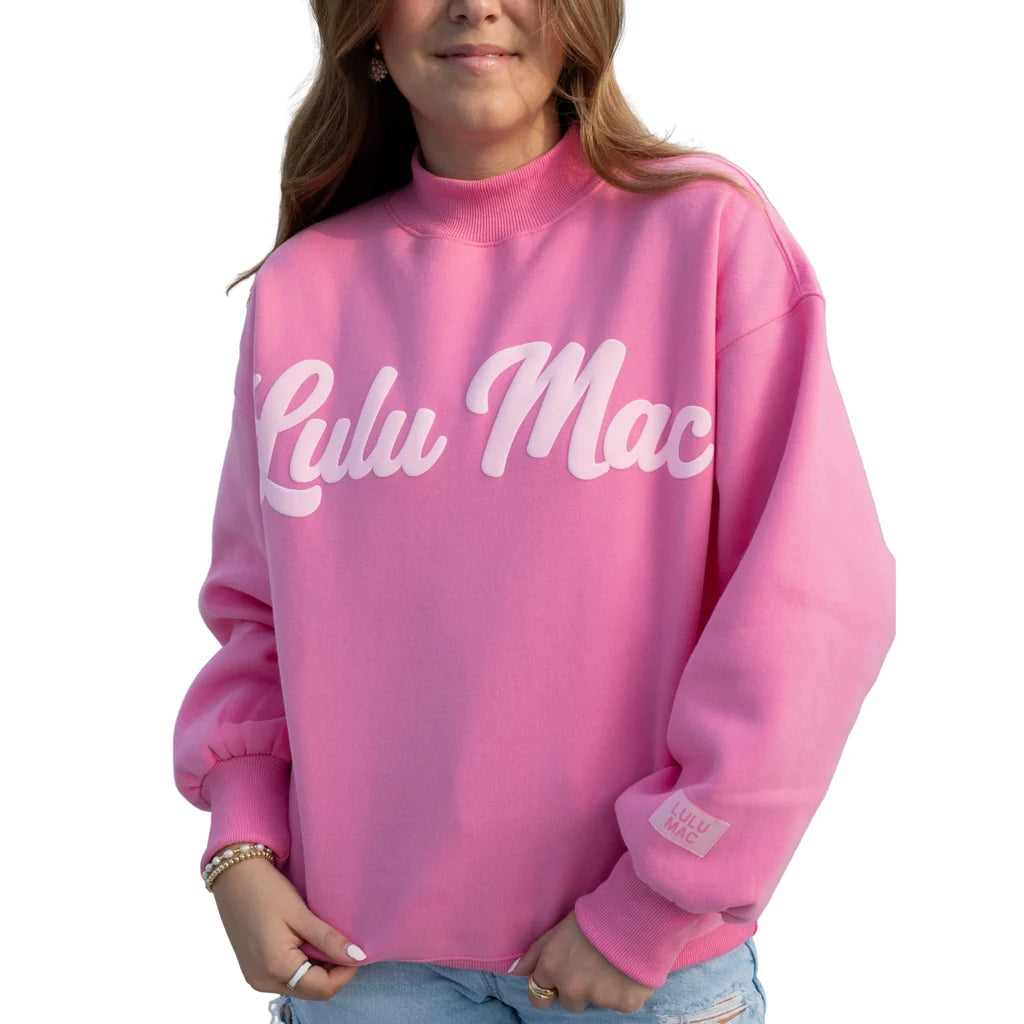 Lulu Mac Script Mockneck Pink/Light Pink Puff
