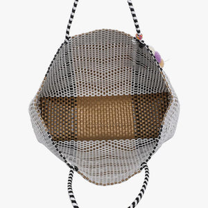 Shelby Large Handwoven Tote w/ Pom-Poms