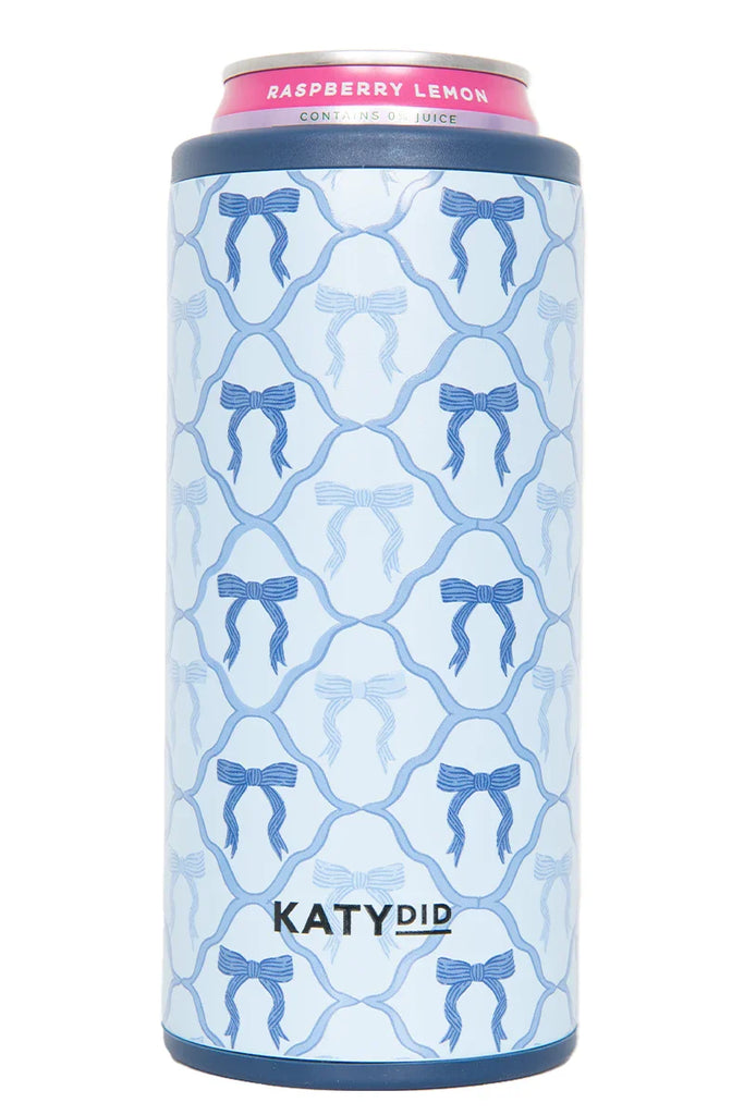 Slim Can Koozie Blue Bows